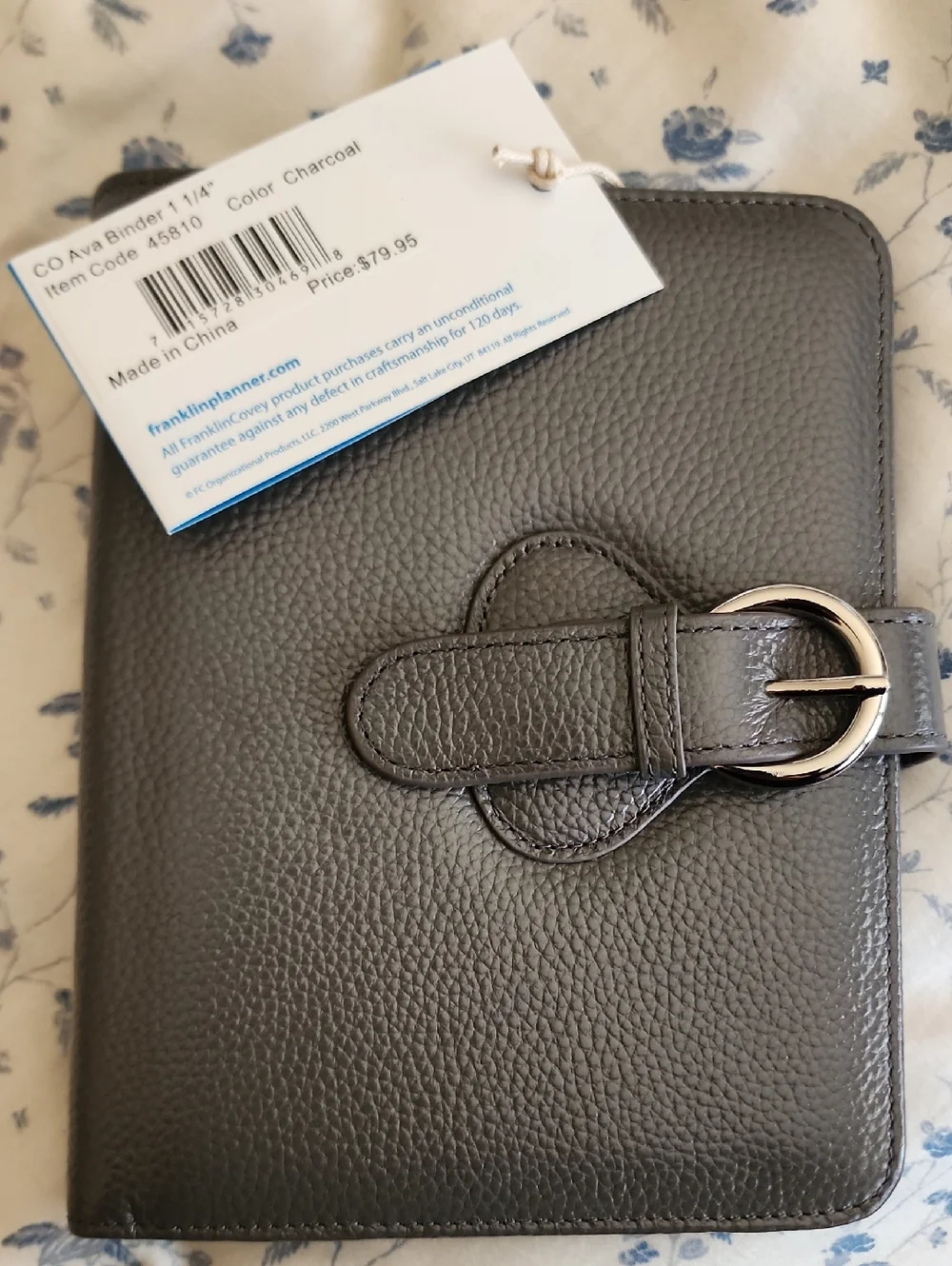 Franklin Covey Charcoal Pebbled Ava Binder 1 1/4